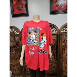 Mickey Mouse Minnie Mouse T Shirt VTG 90s Aloha Mickey Unlimited Jerry Leigh #R2